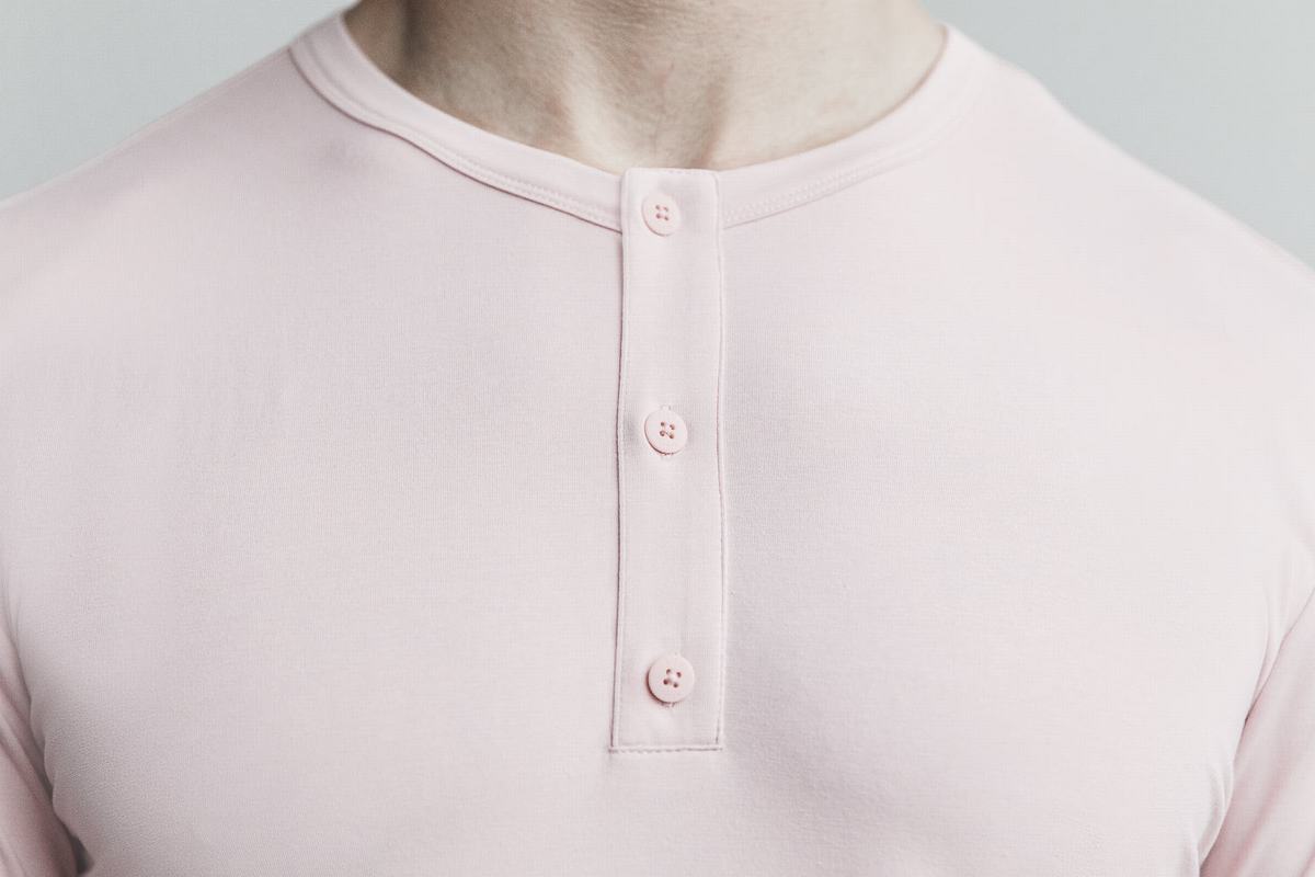 Nobull Lightweight Henley Men's Long Sleeves Rose | Australia (XW5329)